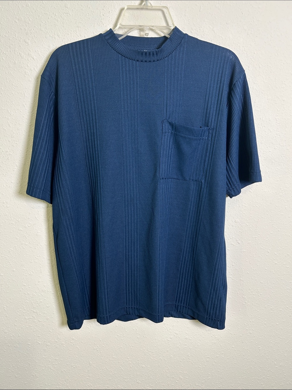 Haband crew neck navy blue ribbed pock t-shirt Men’s Medium